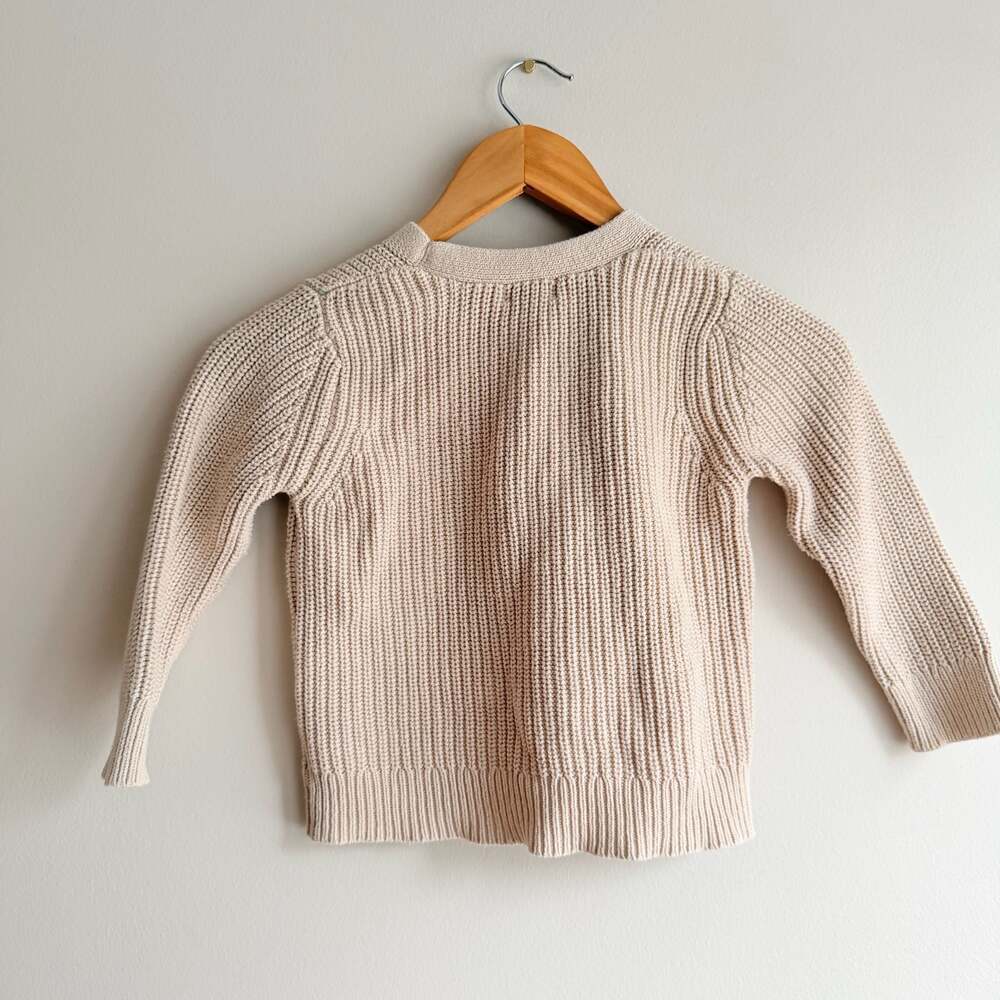 Cat & Jack Toddler 3T Beige Ribbed Knit Button-Front Cardigan Sweater - Picture 3 of 5